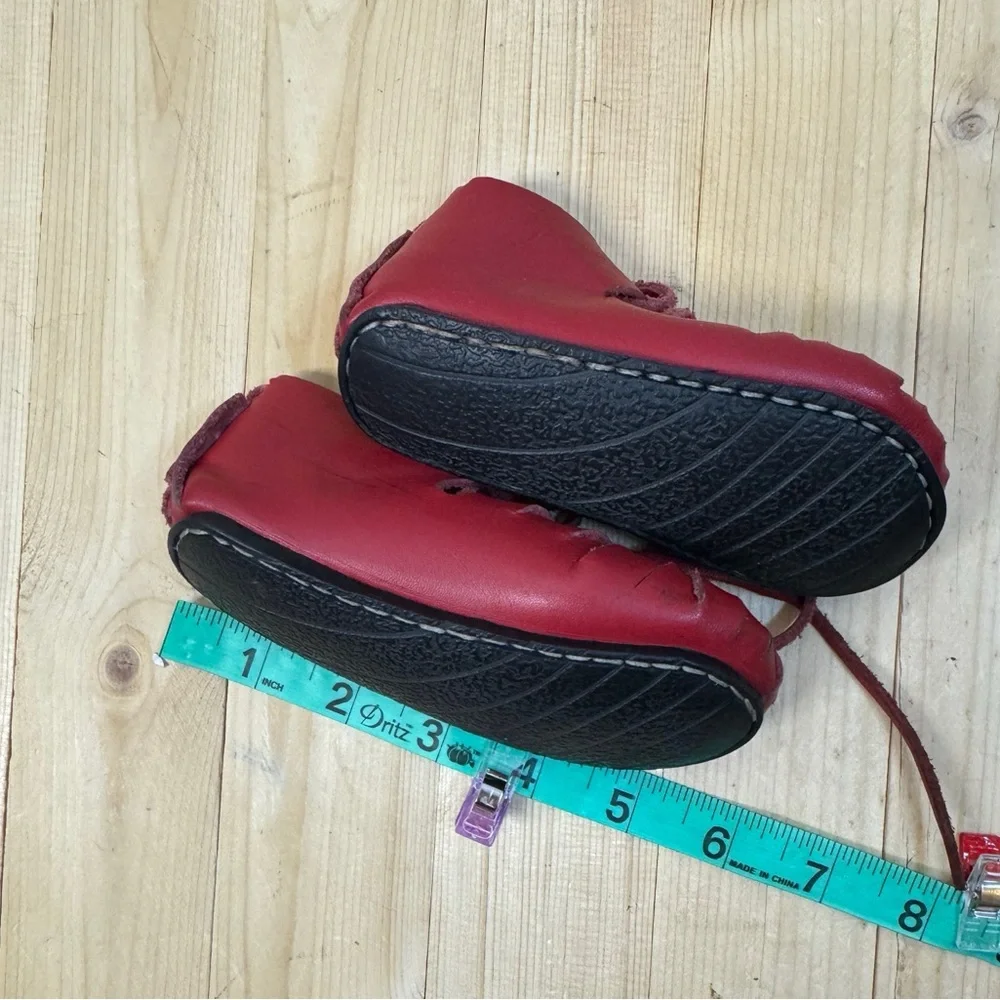 Handmade Red Baby Leather Shoes. Approximate fit 6/12 months. Great Condition